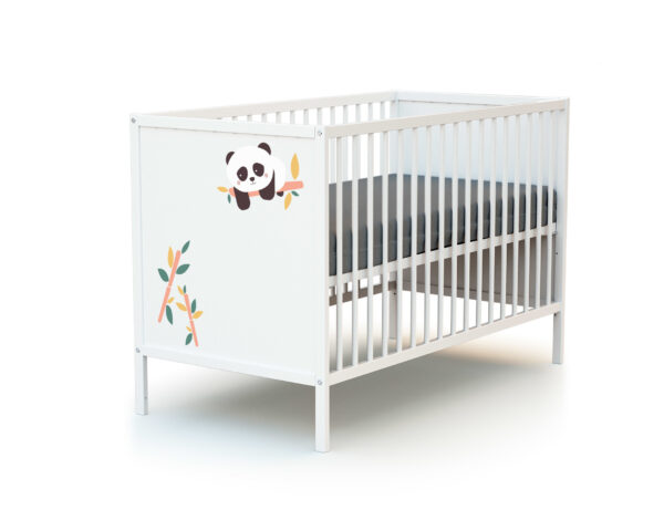 Lit bébé WEBABY Panda à panneaux - Lits fixes 60x120cm - Hêtre massif et panneaux de fibres haute densité.