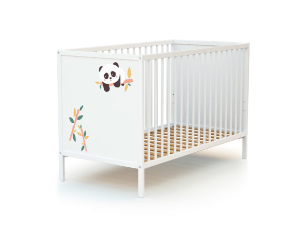 Lit bébé WEBABY Panda à panneaux - Lits fixes 60x120cm - Hêtre massif et panneaux de fibres haute densité.