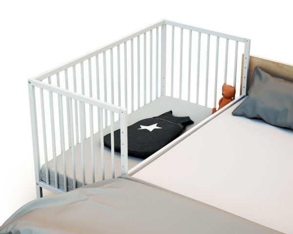 Lit bébé-Cododo WEBABY blanc - Lits évolutifs 60x120cm - Hêtre massif.