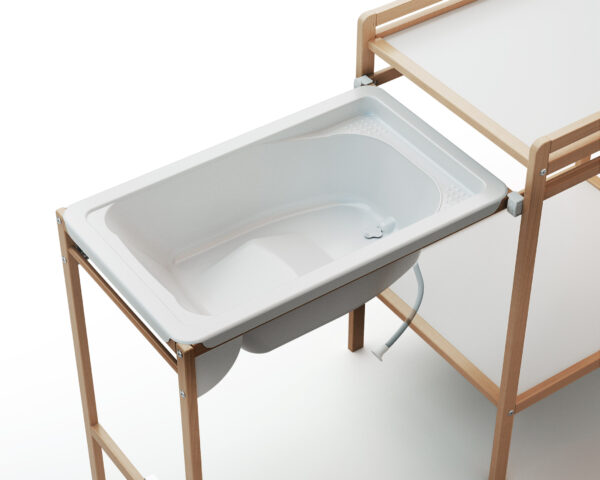 Table à Langer avec baignoire ESSENTIEL Hêtre verni - Tables à langer avec baignoire - Hêtre massif et panneaux de fibres haute densité.