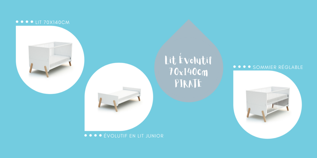 – NOUVEAUTÉ AT4 – lit bébé évolutif PIRATE