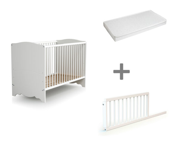 Pack lit bébé MARELLE avec matelas et barrière de lit - Les Bons plans AT4