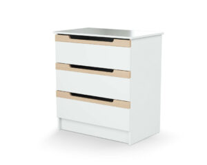 CARROUSEL White and Beech Changing Chest - with drawers