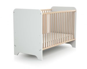 CARROUSEL White and Beech Cot - Fixed-side cots - Solid beech and particleboard.