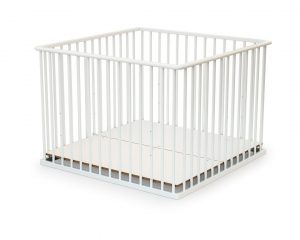 WEBABY Fixed White Playpen - Fixed - White - Solid beech and high-density fibreboard.