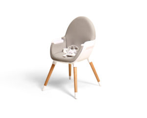 WEBABY High Chair - Convertible chairs - Grey & White - Solid beech, polyethylene shell and polyester seat.