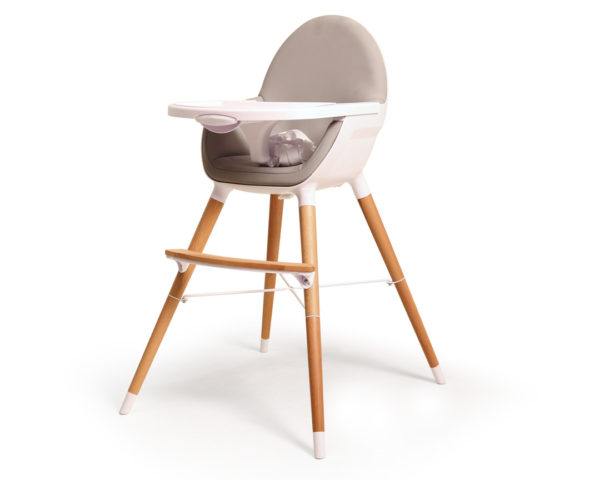 WEBABY High Chair - Convertible chairs - Grey & White - Solid beech, polyethylene shell and polyester seat.