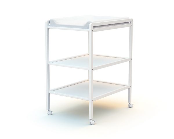 ESSENTIEL White 2-Shelf Changing Table - Easy-to-use tables - White - Solid beech and high-density fibreboard.
