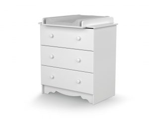 MARELLE White Changing Chest - with drawers - Solid beech, high-density fibreboard and particleboard.