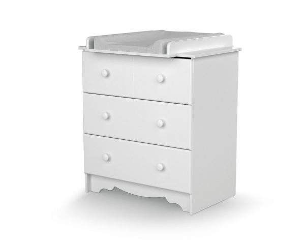 MARELLE White Changing Chest - with drawers - Solid beech, high-density fibreboard and particleboard.