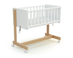 CONFORT White and Beech Co-Sleeping Cot - Co-sleeping cribs - White and Beech - Solid beech and high-density fibreboard.