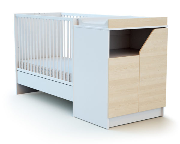 CARNAVAL Birch Convertible Bedroom Set - With doors - Birch decor - Solid beech and melamine particleboard.