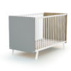 CARNAVAL Cot Grey-White-Oak - Fixed-side cots - Grey-Oak decor - Solid beech and melamine particleboard.