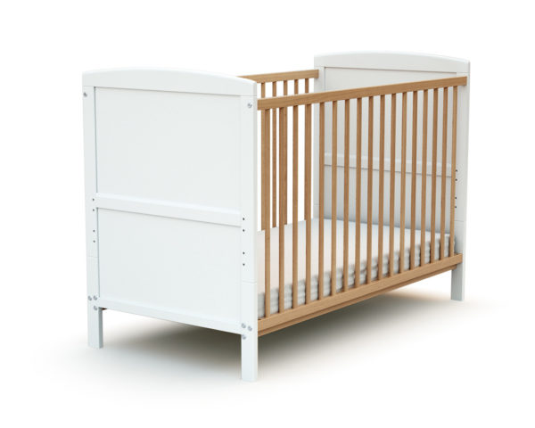 ESSENTIEL + White and Beech Convertible Cot - Modular - White and Beech - Solid beech and high-density fibreboard.