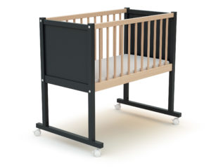 CONFORT Graphite Grey and Beech Crib - Easy-to-use cribs - Graphite Grey and Beech - Solid beech and high-density fibreboard.