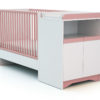 COTILLON White and Pink Convertible Bedroom Set - With doors - White and Pink - Solid beech and melamine particleboard.