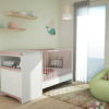 COTILLON White and Pink Convertible Bedroom Set - With doors - White and Pink - Solid beech and melamine particleboard.