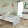 COTILLON White and Pink Convertible Bedroom Set - With doors - Solid beech and melamine particleboard.