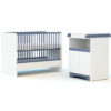 COTILLON White and Blue Convertible Bedroom Set - With doors - Solid beech and melamine particleboard.