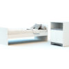 COTILLON White and Grey Convertible Bedroom Set - With doors - White and Grey - Solid beech and melamine particleboard.