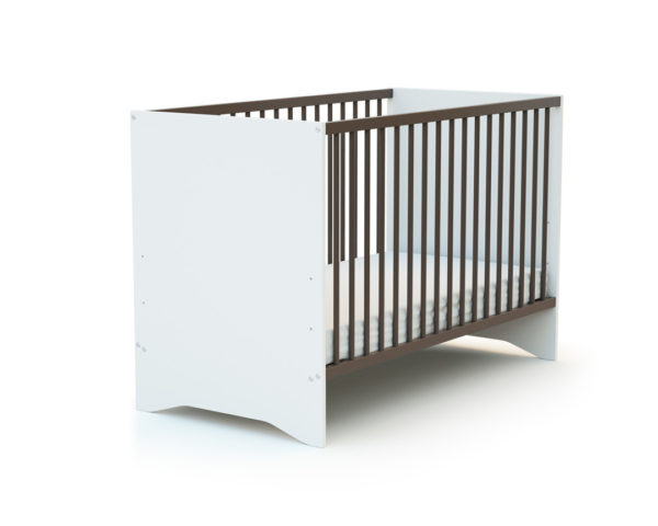 COTILLON White and Taupe Cot - Fixed-side cots - White and Taupe - Solid beech and melamine particleboard.