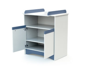 COTILLON White and Blue Changing Table - with doors - White and Blue - Melamine particleboard