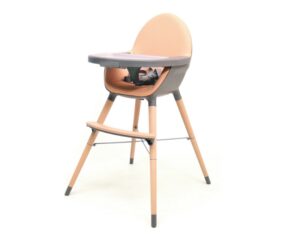 ESSENTIEL Grey & Peach High Chair - Convertible chairs - Grey & Peach - Solid beech, polyethylene shell and polyester seat.