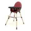 CONFORT Black & Burgundy High Chair - Convertible chairs - Black & Burgundy - Solid beech, polyethylene shell and polyester seat.