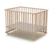WEBABY Folding Varnished Beech and Grey Playpen - Folding playpens - Clear-lacquered Beech - Solid beech, PVC and particleboard.