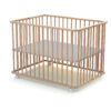 WEBABY Folding Varnished Beech and Grey Playpen - Folding playpens - Clear-lacquered Beech - Solid beech, PVC and particleboard.