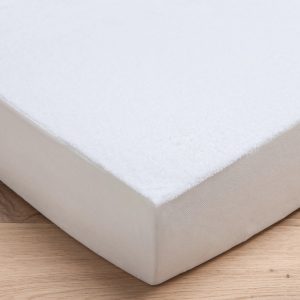 Mattress cover 40 x 80 cm - For 40 x 80 cm crib - White - 100% bamboo fibre terry / Waterproofed 100% polyurethane reverse side.
