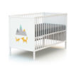 WEBABY cot with panels and fox design - Fixed-side cots - White with fox design - Solid beech and high-density fibreboard.