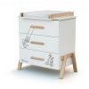 CANAILLE 2-piece Winnie-the-Pooh set 3 drawers - Canaille Winnie - White and Beech - Solid beech, varnished high-density fibreboard and melamine particleboard.