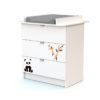 Commode à Langer WEBABY Panda - à tiroirs - Blanc motif Panda - Panneaux de particules agglomérées mélaminés