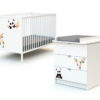 Duo WEBABY 3 tiroirs Panda - à tiroirs - Blanc motif Panda - Panneaux de fibres haute densité laqués, panneaux de particules agglomérées mélaminés et hêtre massif.