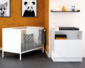 WEBABY 2-piece set - with doors - White - Solid beech, varnished high-density fibreboard and melamine particleboard.