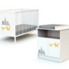 WEBABY 2-piece Fox set - with doors - White with fox design - Solid beech, varnished high-density fibreboard and melamine particleboard.