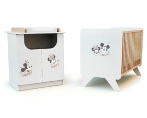 DISNEY Happy Days Mickey 2-piece nursery set - Happy Days - White and Beech - Solid beech, high-density fibreboard and particleboard.