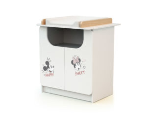 DISNEY Happy Days Mickey changing unit - with doors - White and Beech - Solid beech, high-density fibreboard and particleboard.