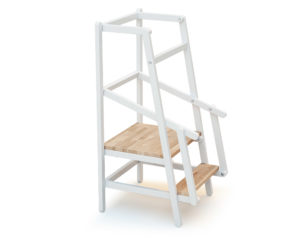ESSENTIEL white and beech learning tower - Learning towers - White and Beech - Solid beech.