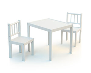 Ensemble Table et Chaises pour enfants WEBABY - Accessoires de Décoration - Blanc - Hêtre massif et panneaux de particules agglomérées.