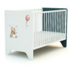 DISNEY Exploring Winnie white and teal baby cot - Exploring - White and Dark Blue - Varnished solid beech and high-density fibreboard.