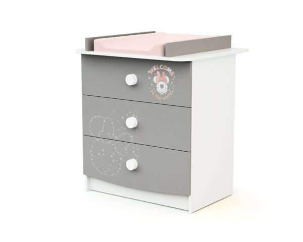 Changing Chest DISNEY Letters Minnie - Letters - White and Grey - Solid beech and melamine particleboard.