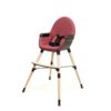 CONFORT Black & Burgundy High Chair 3 heights - Convertible chairs - Black & Burgundy - Solid beech, polyethylene shell and polyester seat.