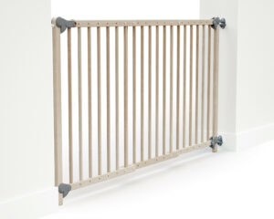 WEBABY Super Expandable Raw Beech & Grey Safety Gate - Expandable - Raw beech - Solid beech.