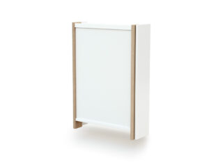 ESSENTIEL white and beech wall-mounted changing table with changing mat - Folding or Wall-Mounted Tables - White and Beech - Solid beech and high-density fibreboard.