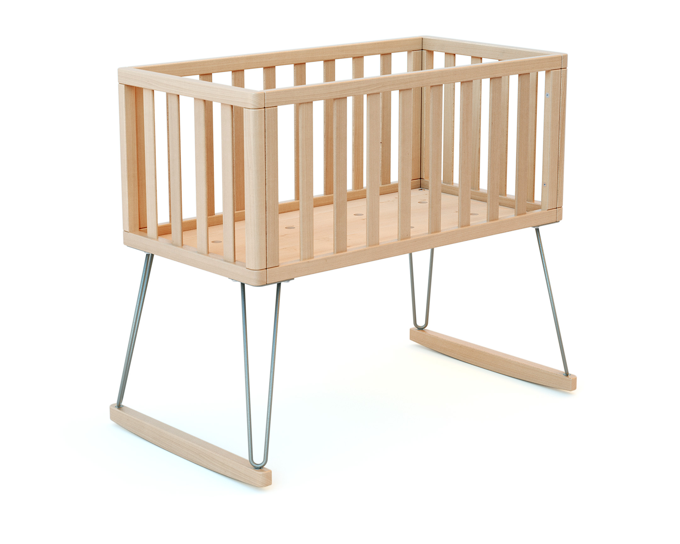 ONLY crib by Jurababy - Easy-to-use cribs - Solid beech, plywood and steel.
